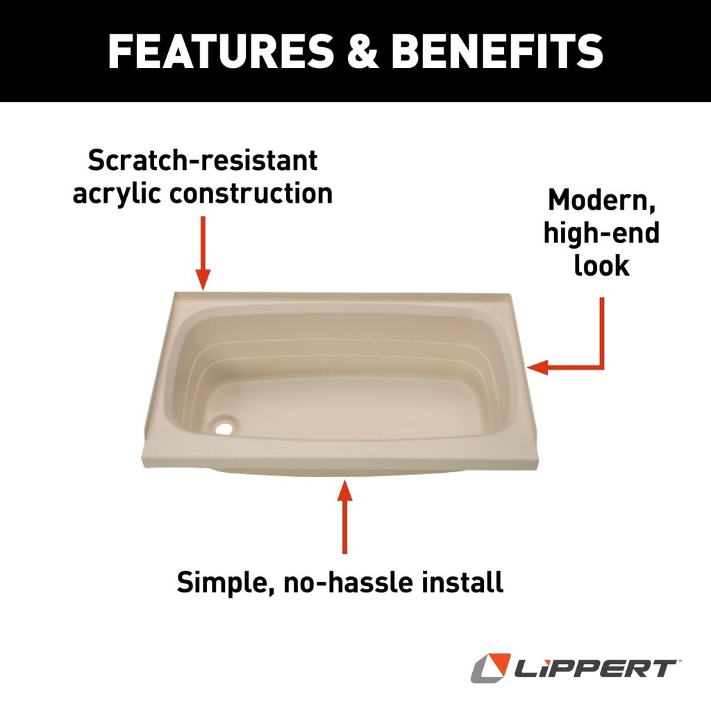24" x 40" Bathtub - Parchment