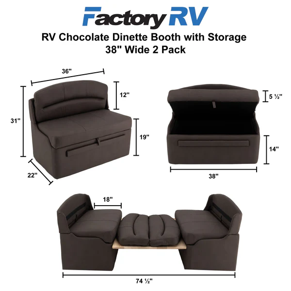 RV 38" Chocolate Dinette Booth with Table