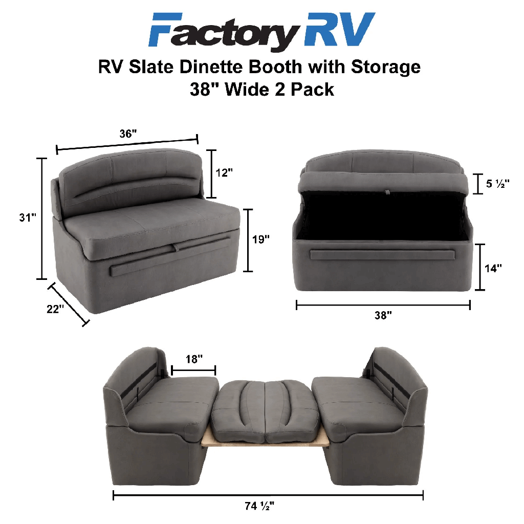 RV 38" Slate Dinette Booth with Table