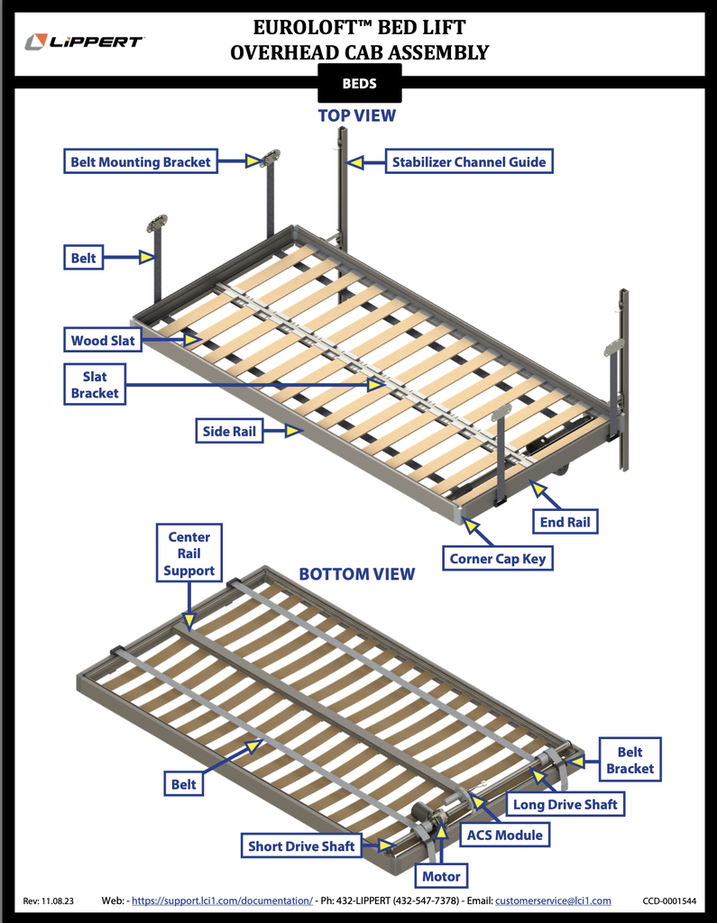 Lifting Bed - EUROLOFT SMART BED COMPLETE KIT - LIPPERT 