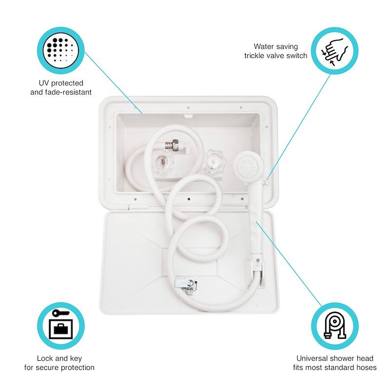 Exterior Shower Dura Faucet - White