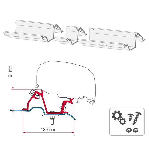 Mercedes Sprinter w/o Roof Rails - Fiamma F80S Awning Mounting Bracket - 98655-746