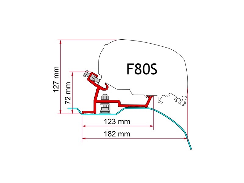 Fiamma F80S Awning - Roof Mount With Bracket Sold Separately - Royal Grey