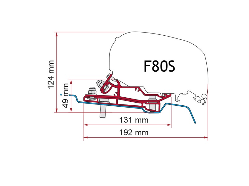 Fiamma F80S Awning - Roof Mount With Bracket Sold Separately - Royal Grey