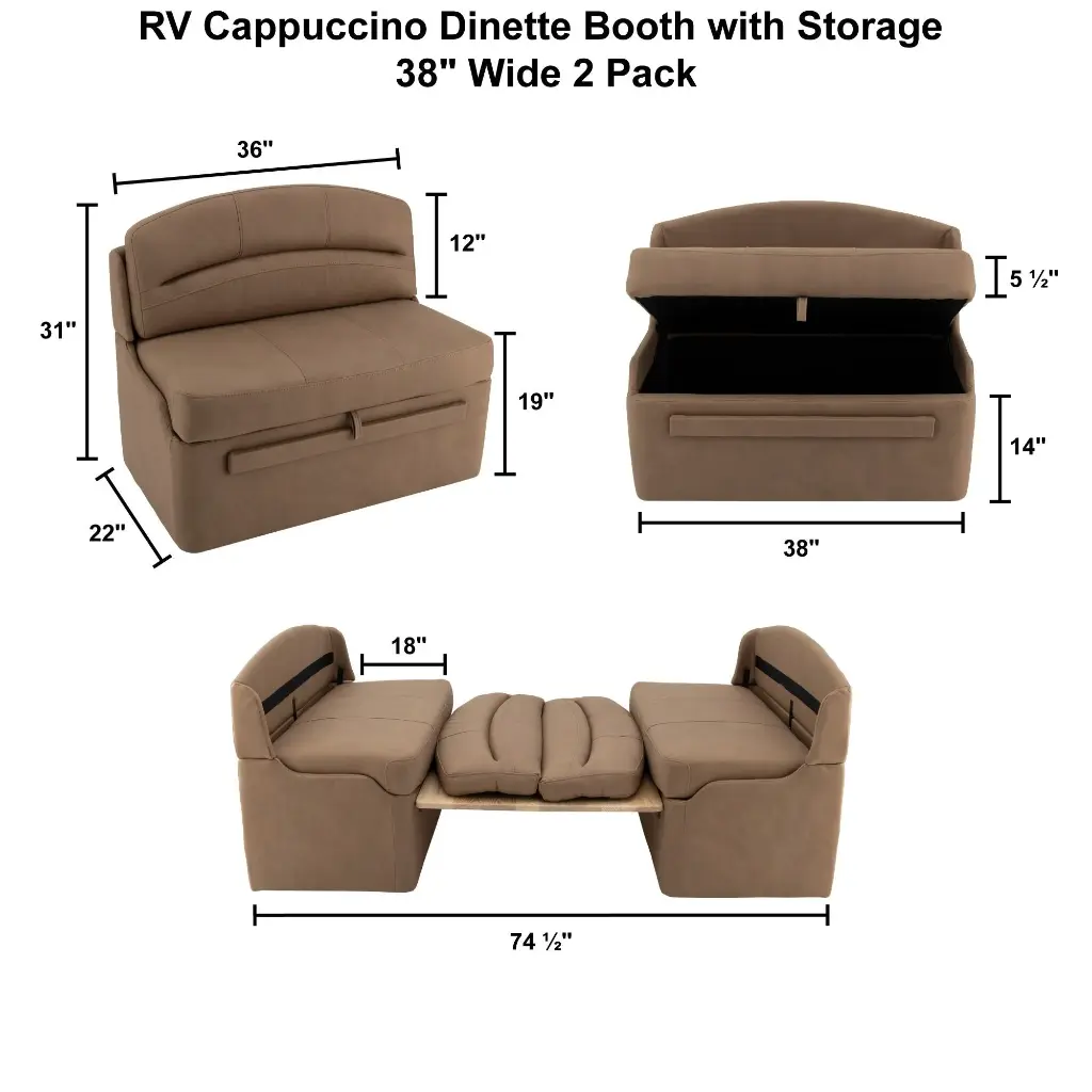 RV Dinette Booth with Table | 38" Cappuccino