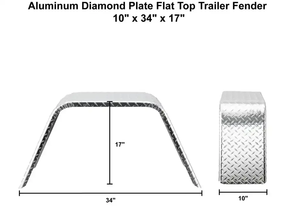Trailer Fender 10x34x17 Aluminum Diamond Plate Flat Top 007.webp