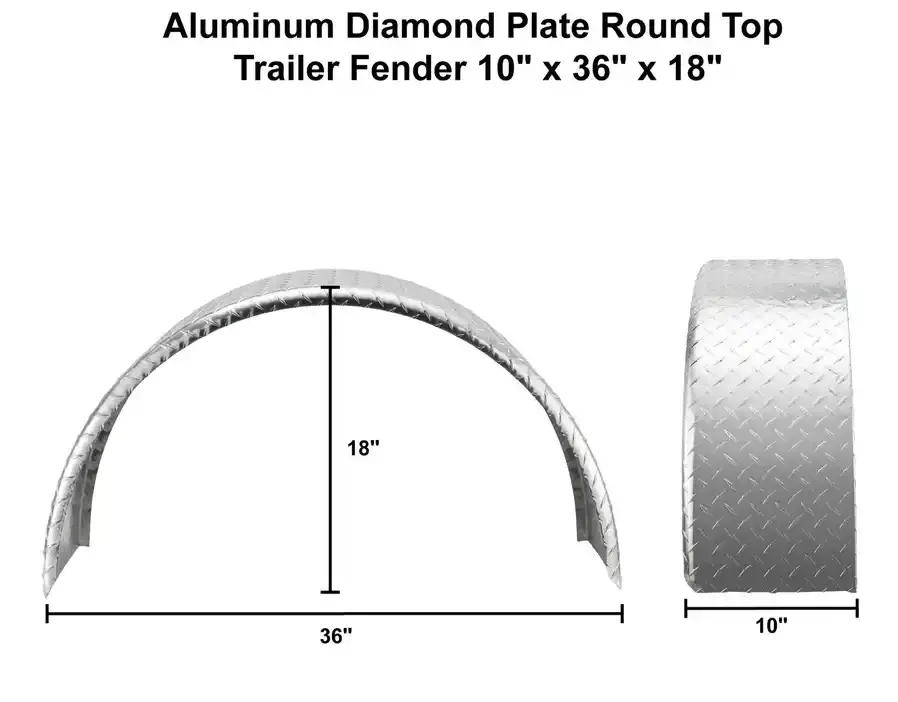 Trailer Fender 10x36x18 Aluminum Diamond Round Top 005.webp