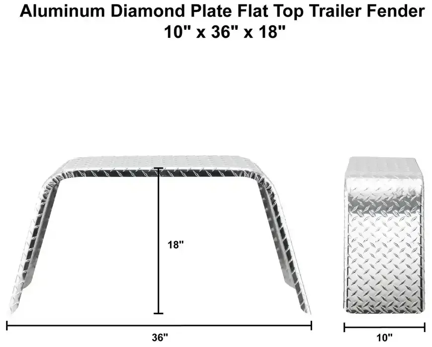 Trailer Fender 10x36x18 Aluminum Diamond Plate Flat Top 003.webp