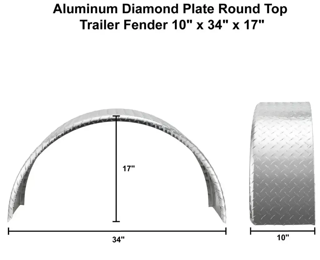 Trailer Fender 10x34x17 Aluminum Diamond Round Top 04.webp