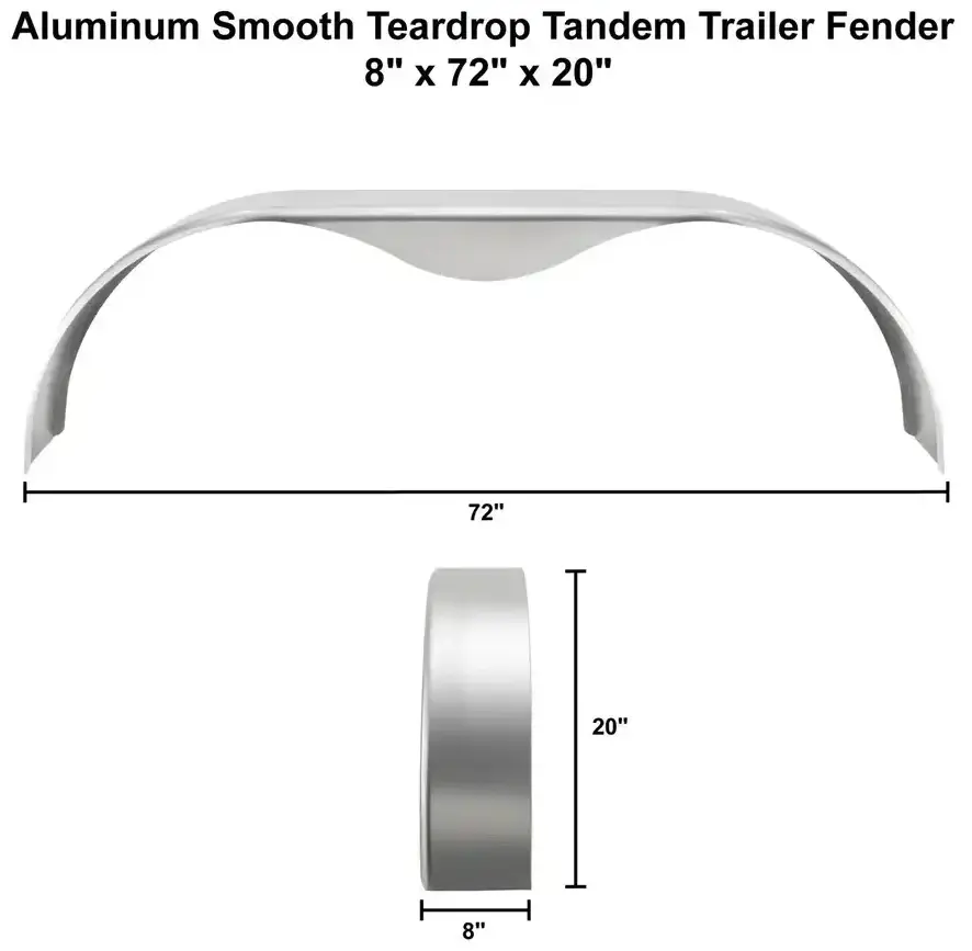 Tandem Trailer Fender 8x72x20 Aluminum Smooth Teardrop 005.webp