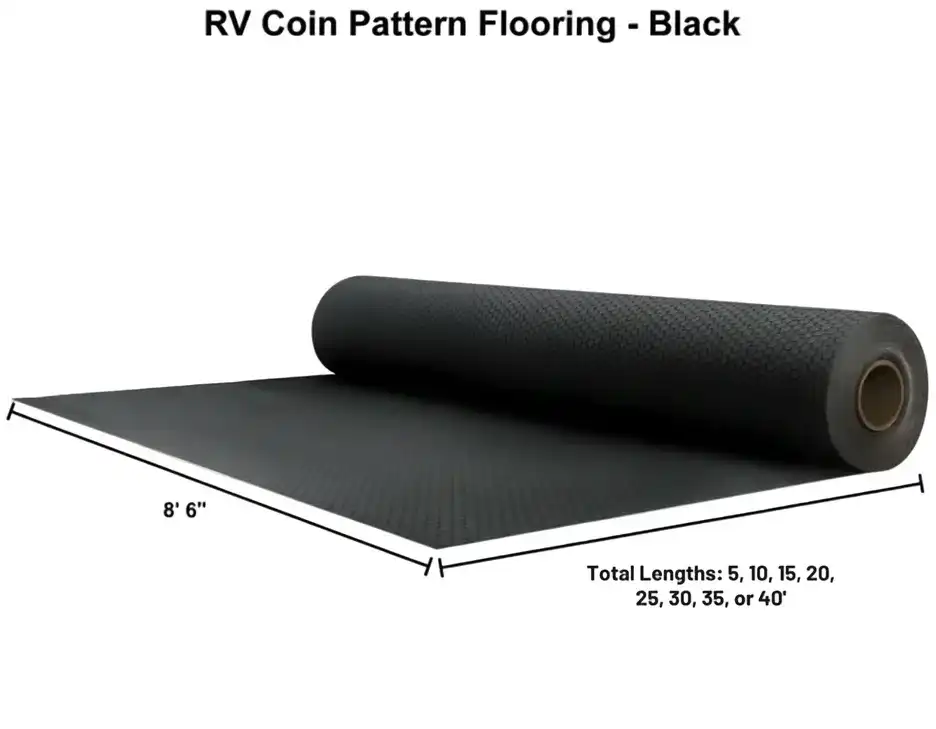 Flooring 8' 6" Wide | Coin Pattern | Black 