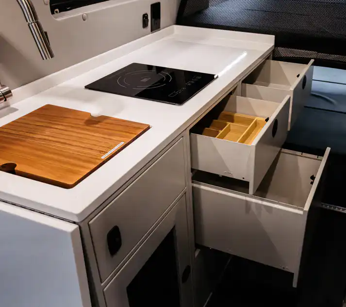 18" Three Drawer Base Cabinet - Aluminium Powder Coat