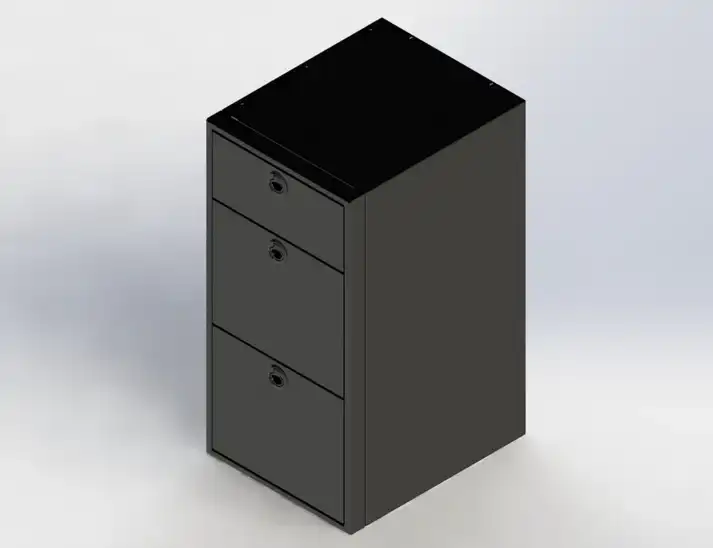 Meuble bas à trois tiroirs de 18 pouces - Revêtement en aluminium thermolaqué