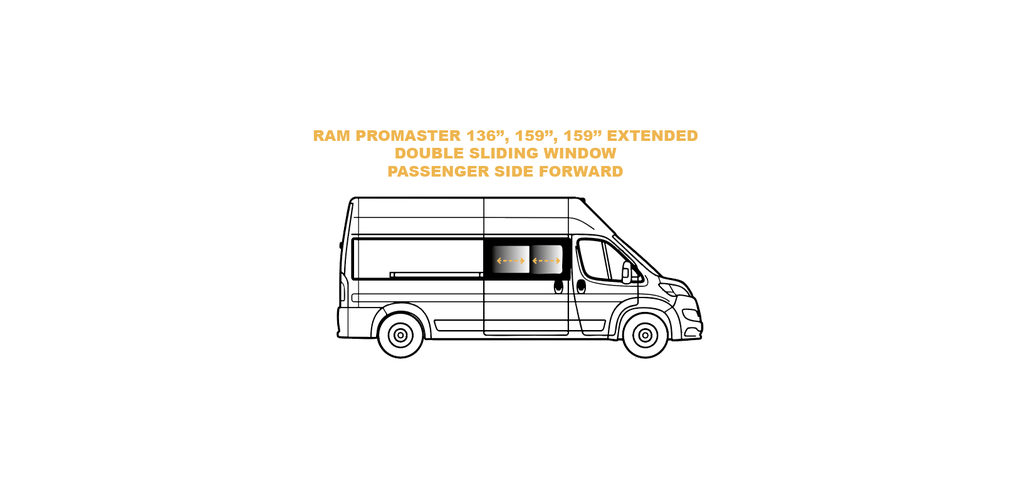 Premium Double fenêtre coulissante - Côté passager avant - RAM PROMASTER - (RR301-DS)