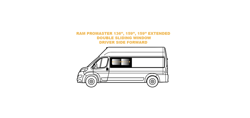 Premium Double fenêtre coulissante - Côté conducteur vers l'avant - RAM PROMASTER - (RR303-DS)