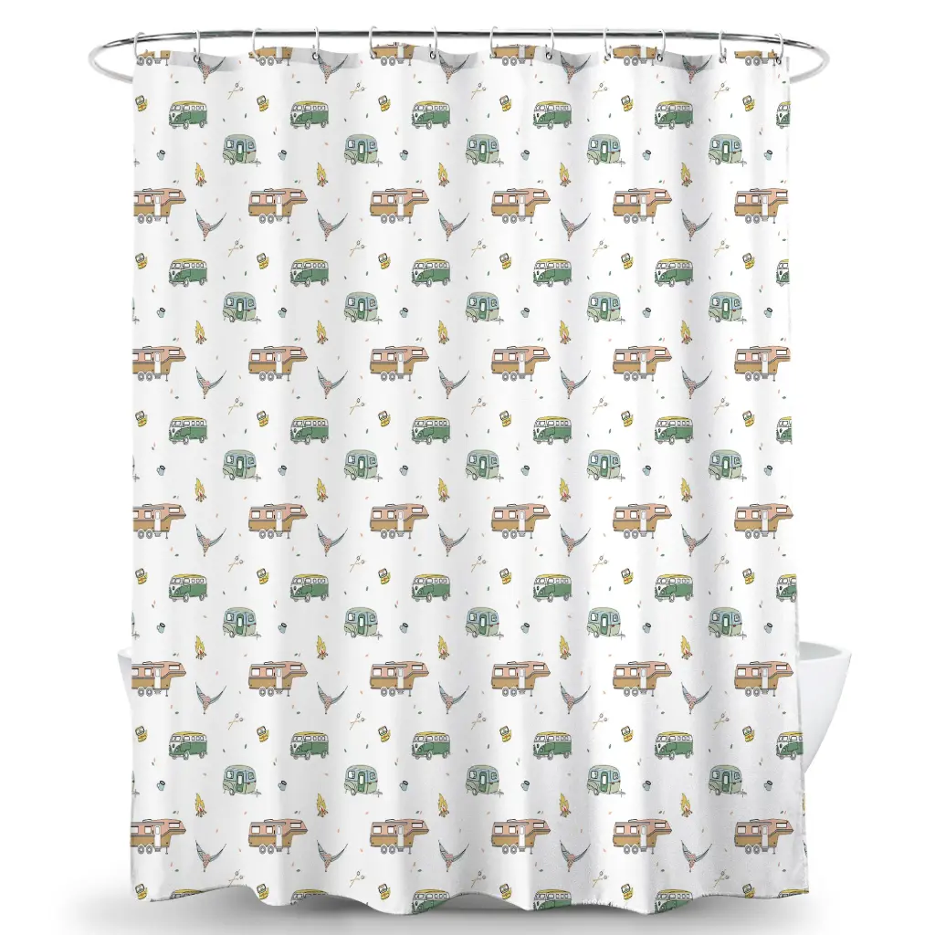 Water-Resistant Polyester Shower Curtain 