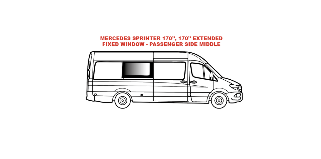 VWD Série Solide – Fenêtre Fixe en Verre (SR102-F) – Côté Conducteur Arrière pour Mercedes Sprinter 170" Empattement Long (2007–2025)
